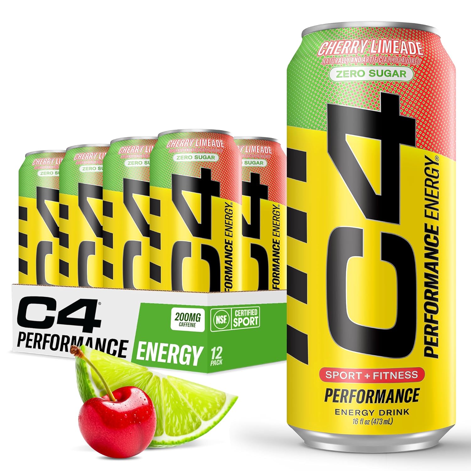 C4 Original Sugar Free Energy Drink 16oz (Pack of 12) | Cherry Limeade | Pre Workout Performance Drink with No Artificial Colors or Dyes