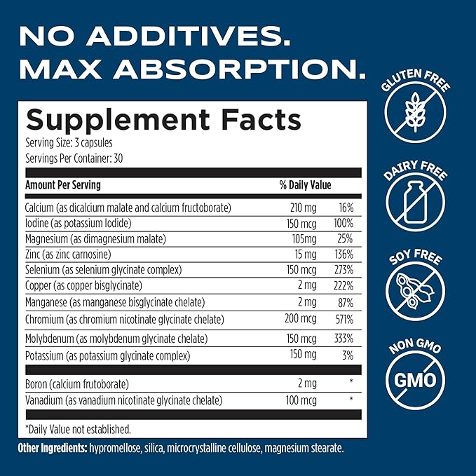 Minerals 101 by Dave Asprey | Daily Essential Mineral Support | Trace Mineral Supplement with Calcium, Magnesium Malate, Chromium, Zinc, Copper, Potassium | 30 Day Supply