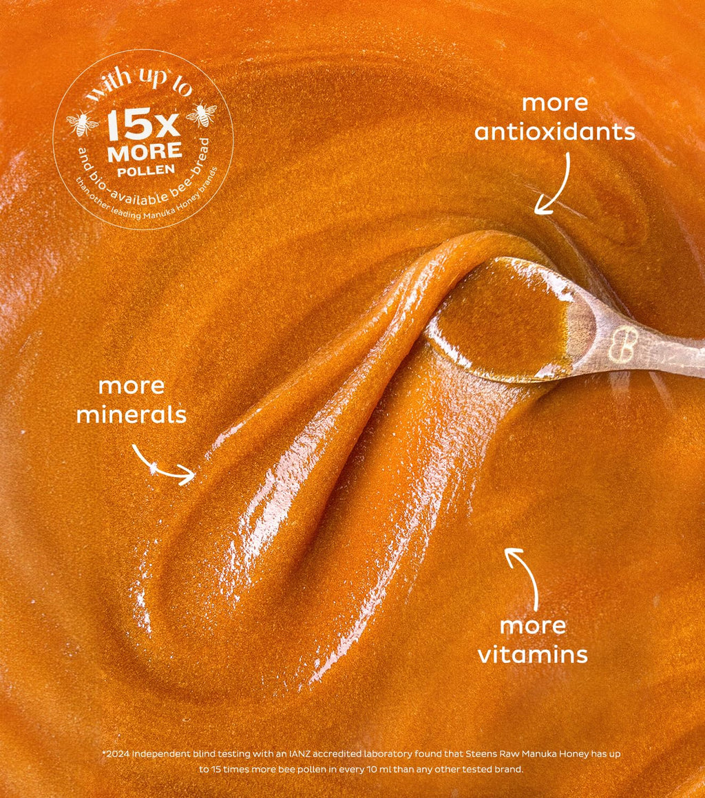 Steens Manuka Honey - MGO 400+ - Pure & Raw 100% Certified UMF 13+ Manuka Honey - Bottled and Sealed in New Zealand - 17.6 oz