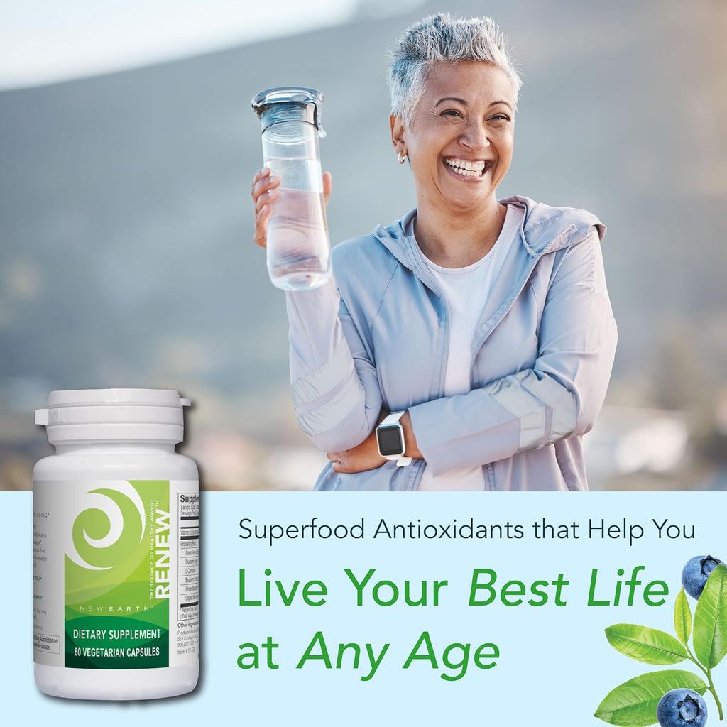 New Earth Renew - Support Cellular Health & Healthy Aging | Stem Cell Support Supplement with Antioxidants & Superfoods - 60 Capsules