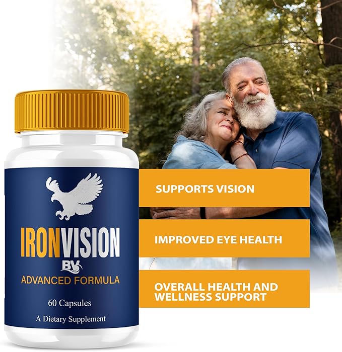 BLUE VIBE Iron Vision Advanced Eye Health Supplement, IronVision Max Strength Overall Vision & Wellness Supplement, Iron Vision Advanced Vision Support and Eye Health Pills (1 Pack - 60 Capsules)