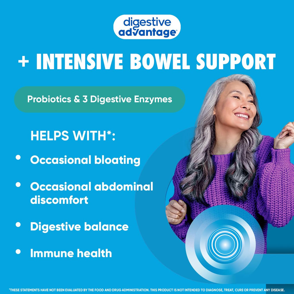 IBS Daily Probiotic Capsules for Digestive Health & Gut Health, Digestive Advantage Probiotics For Men and Women (96 count box) - Digestible Enzymes