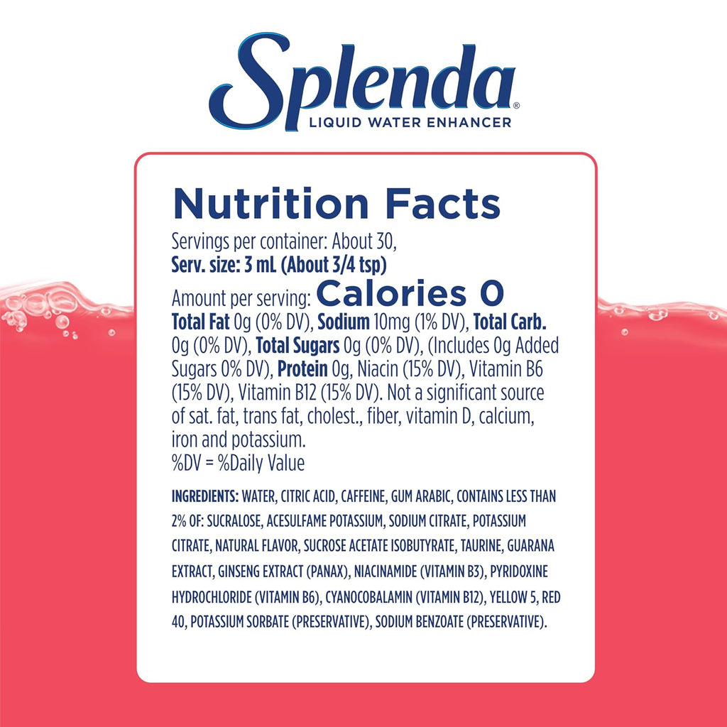 SPLENDA Energy Liquid Water Enhancer Drops, Sugar Free, Zero Calorie, Natural Flavor, Concentrated Drink Mix, 3.11 Fl Oz Each Bottle (Strawberry Pineapple, 2 Pack)