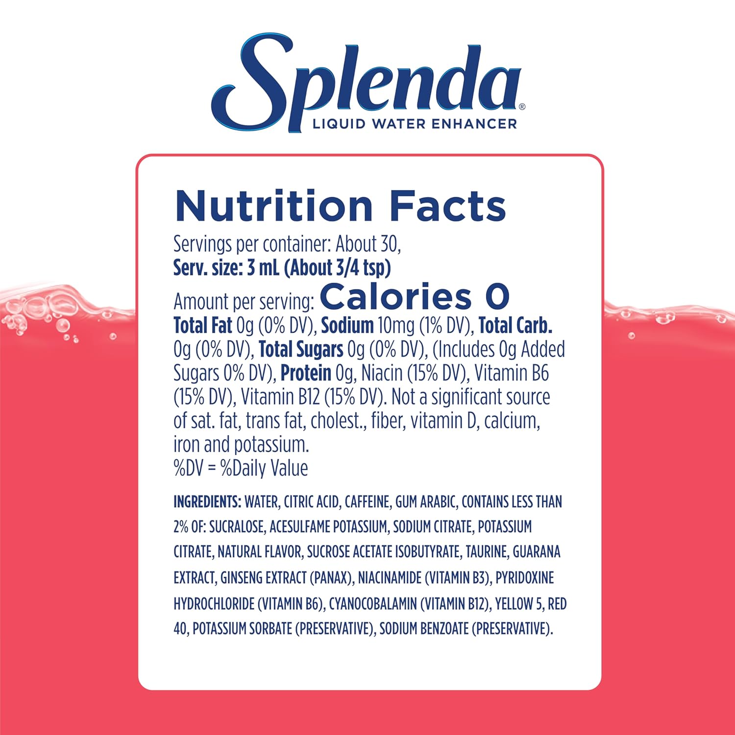 SPLENDA Energy Liquid Water Enhancer Drops, Sugar Free, Zero Calorie, Natural Flavor, Concentrated Drink Mix, 3.11 Fl Oz Each Bottle (Strawberry Pineapple, 2 Pack)