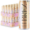 BRĒZ FLOW Lion’s Mane Mushroom Drink 48 Pack, Lemon Elderflower, Supports Mood & Focus, Non-Alcoholic Sparkling Adaptogen Drink, Functional Mushrooms, Feel Clear, Calm & Refreshed- 12 Fl oz Cans