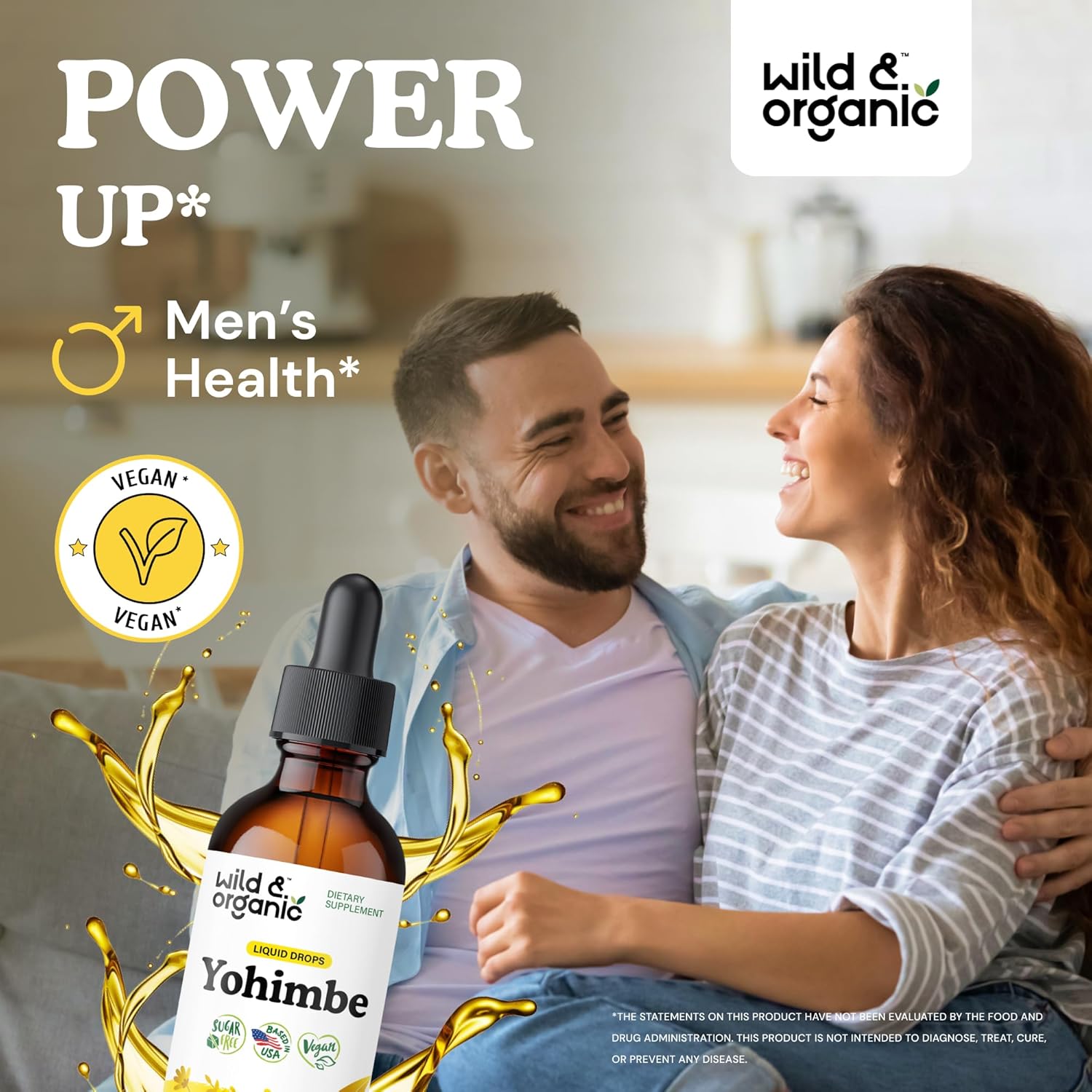 Wild & Organic Yohimbe Supplements for Men & Women - 5 mg Yohimbine Liquid Extract Drops - Pausinystalia Yohimbe Bark Tincture - Vegan, Alcohol-Free - 2 fl oz