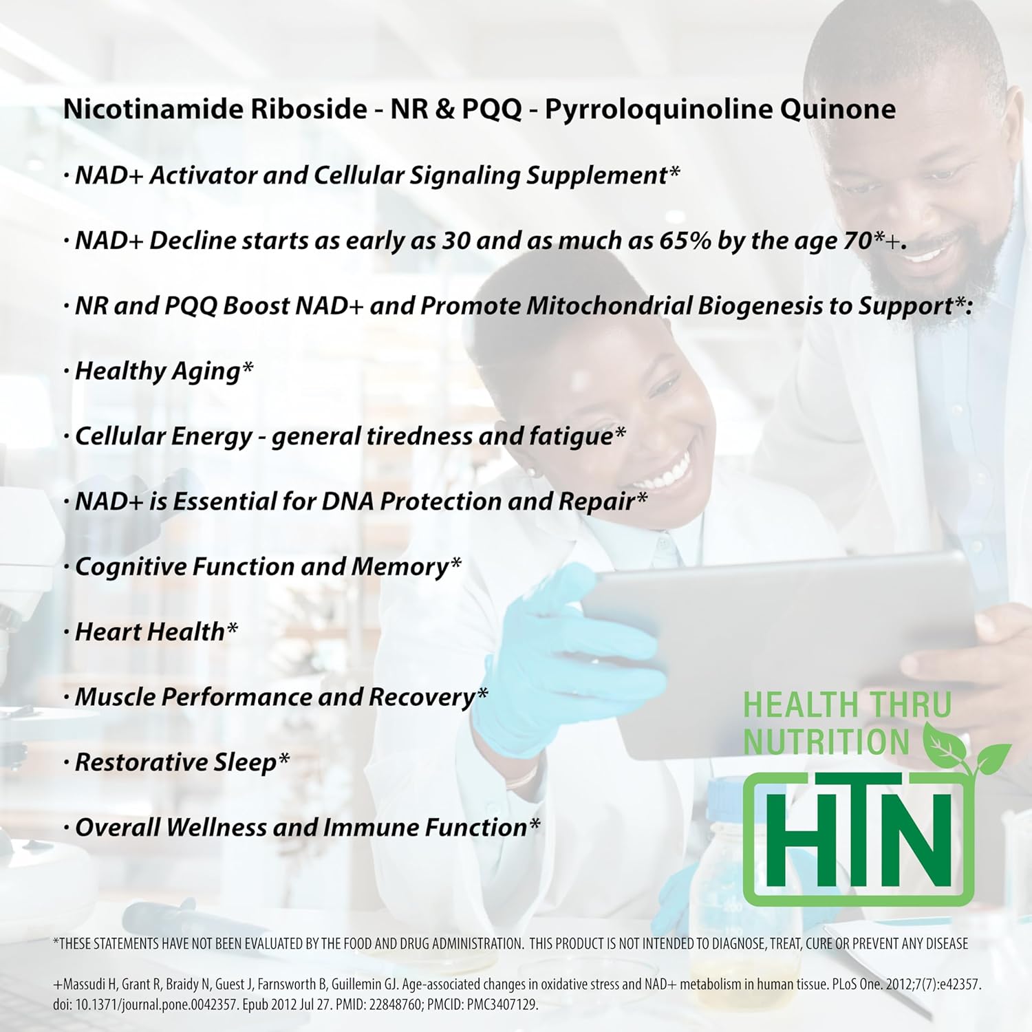 Health Thru Nutrition NAD+ Activator | NR with PQQ | 300mg Nicotinamide Riboside + 20mg PQQ | Mitochondria Maximizer | Non-GMO | Pack of 60