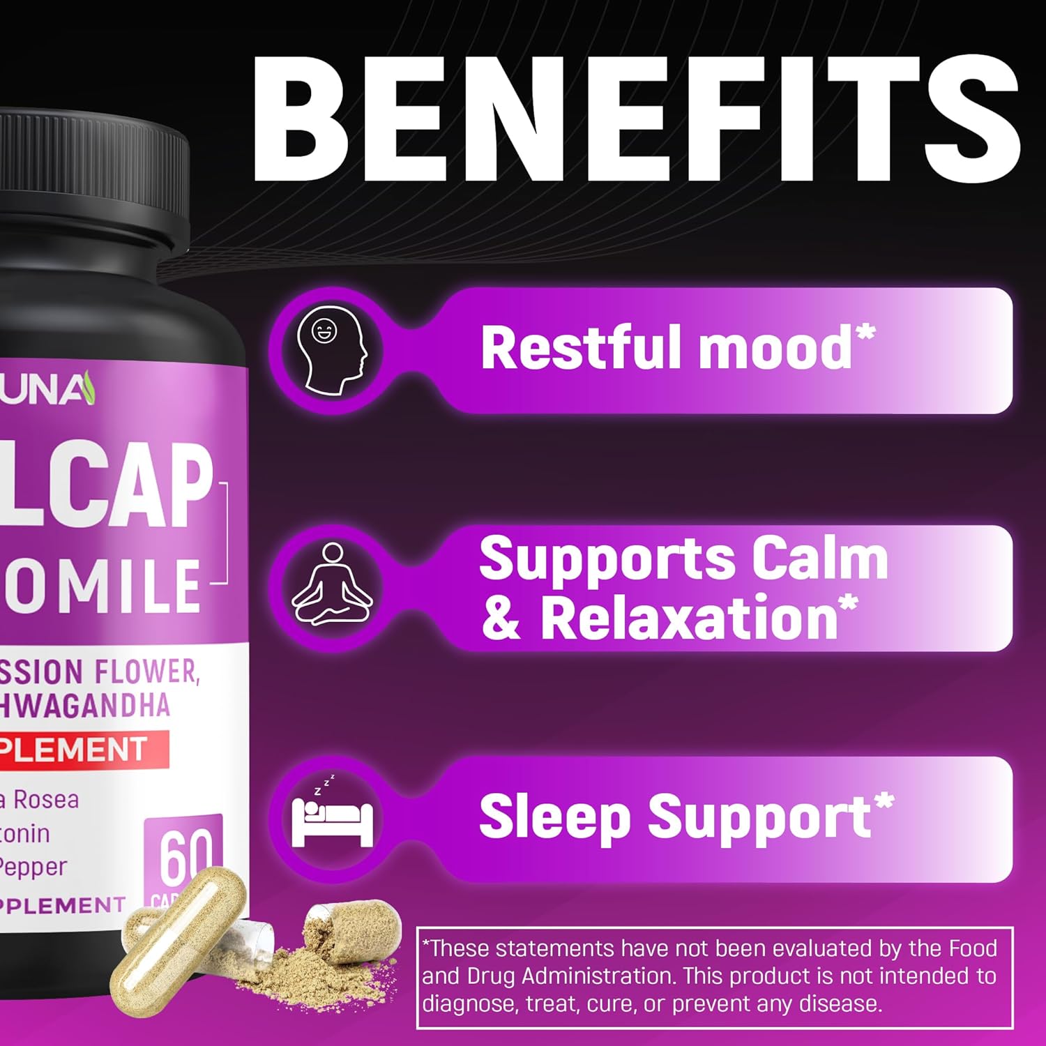 Skullcap Capsules with Skullcap, Chamomile, Lemon Balm and More - 120 Capsules for 4 Months Supply (Pack of 2)