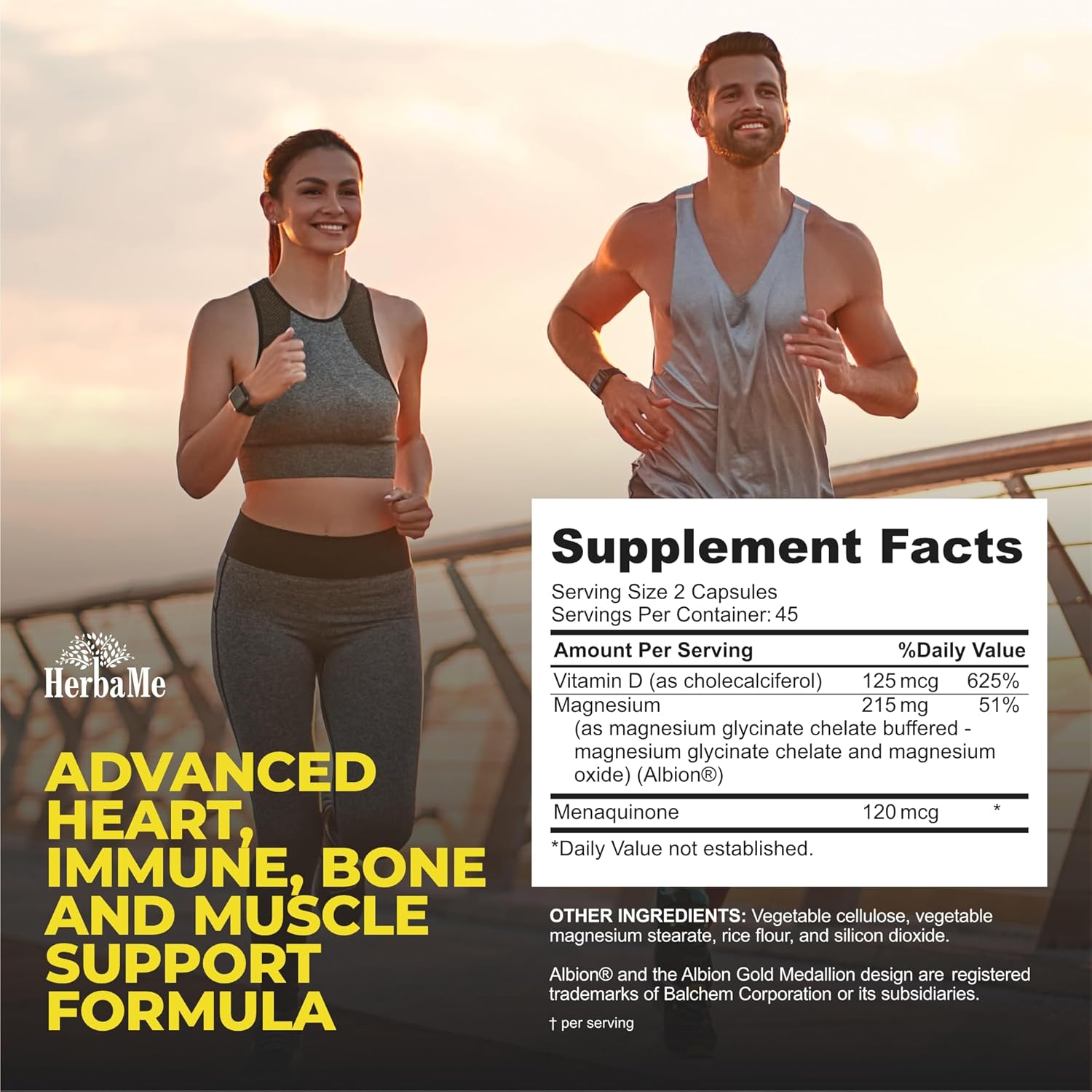 Vitamin D3 5000 IU + K2 with Magnesium Bisglycinate for Max Absorption | 90 Capsules | Immune Support | Promotes Heart, Bone and Muscle Health
