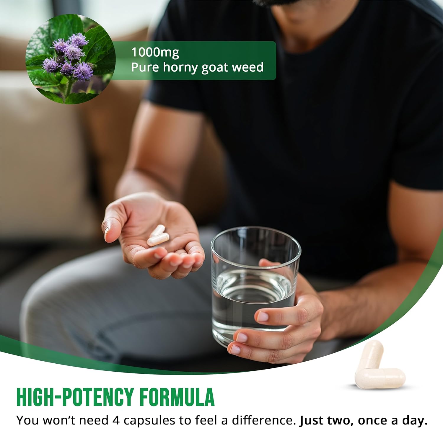 PHARMS Hornygoatweed for Men & Women (1,000 mg) - Energy & Stamina Capsules with Maca Root, Tribulus, Tongkat Ali, Saw Palmetto & Ginseng - Female & Male Performance Enhancing Supplement - 60 Capsules