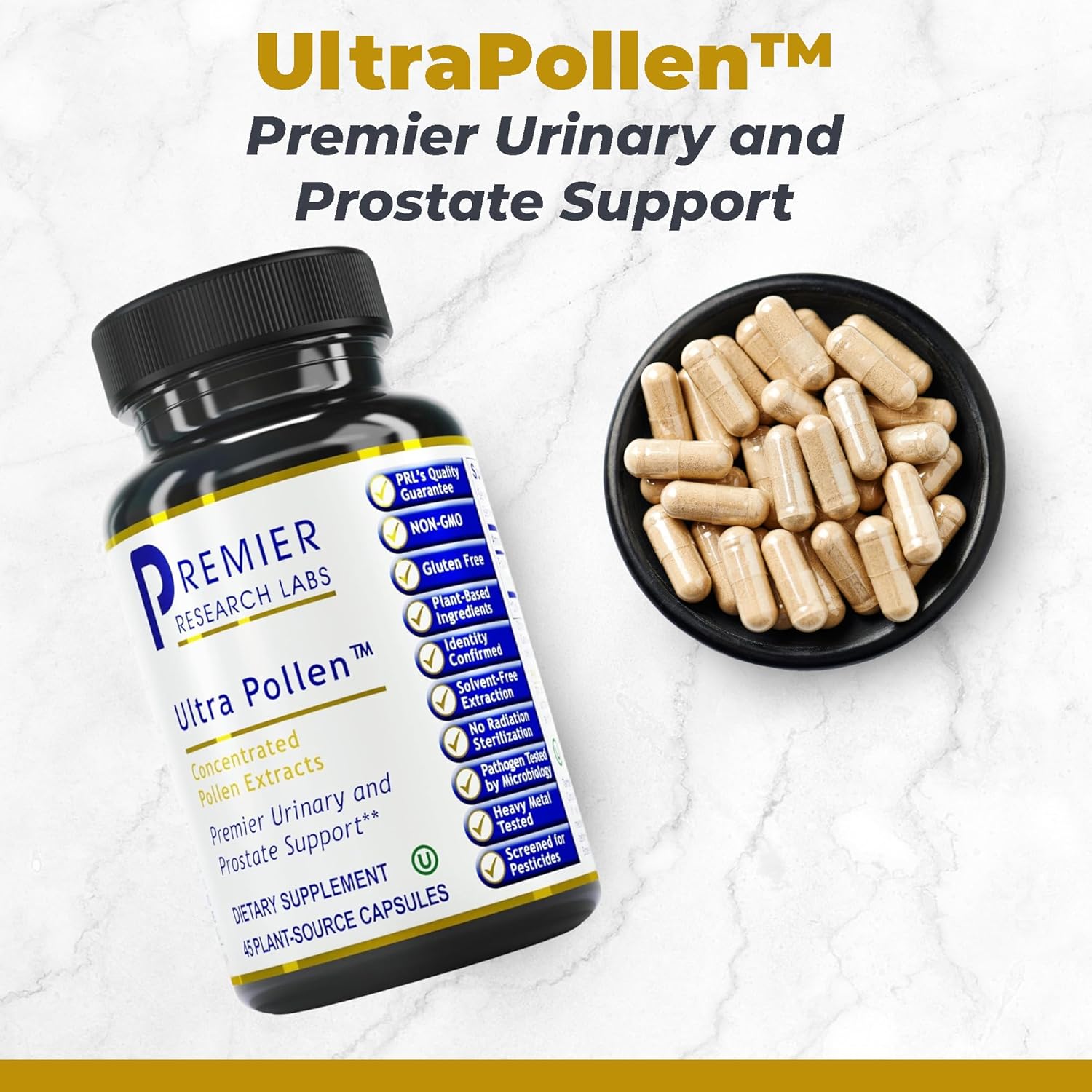 Premier Research Labs UltraPollen - Bee Pollen Supplement, Rye Pollen Extract, Prostate Health, Bee Pollen Extract from Rye Flower with Amino Acids, Supplement for Men & Women- 45 Vegetarian Capsules