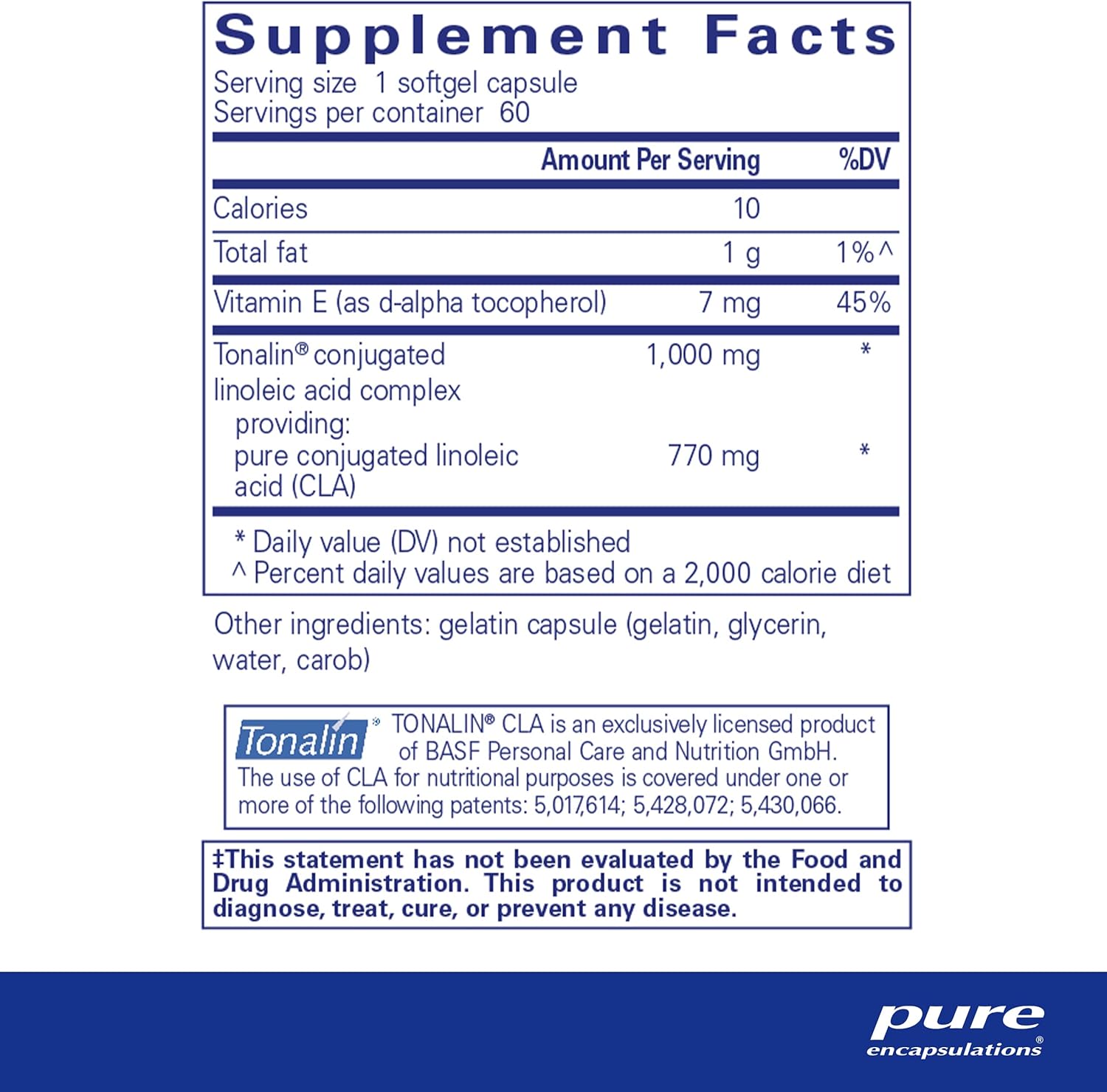 Pure Encapsulations CLA (Conjugated Linoleic Acid) 1,000 mg | Promotes Healthy Body Composition with Exercise* | 60 Softgel Capsules
