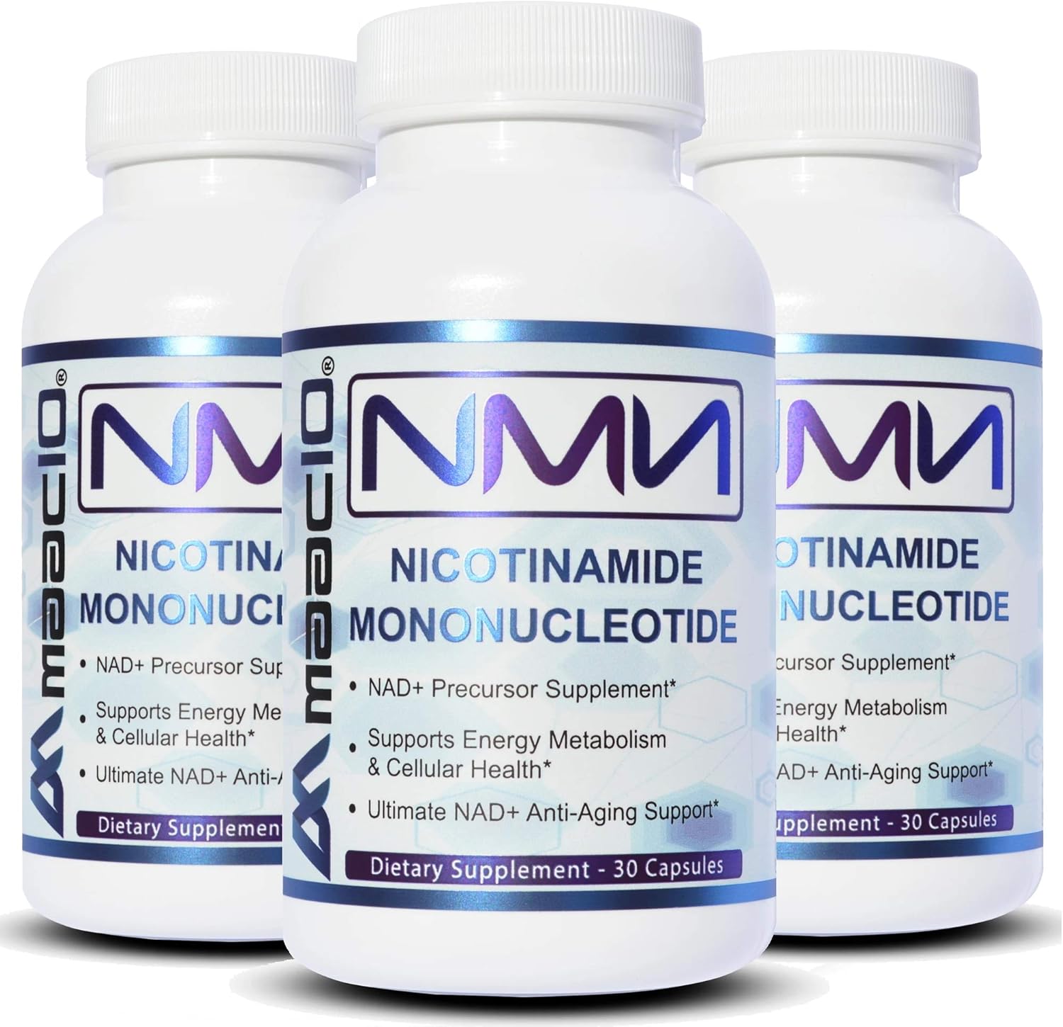 MAAC10 NMN Supplement Real Nicotinamide Mononucleotide (NMN 125mg Capsules). The Most Powerful NAD+ Precursor More Stable Than Riboside. We use 99% Pure Pharmaceutical Grade Stabilized NMN (90 Count)