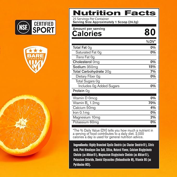 BARE PERFORMANCE NUTRITION, BPN G.1.M Go One More Sport, Endurance Training Fuel, Superior Carbohydrate & Electrolytes Powder Formula, Reduce Fatigue, Orange, 25 Servings