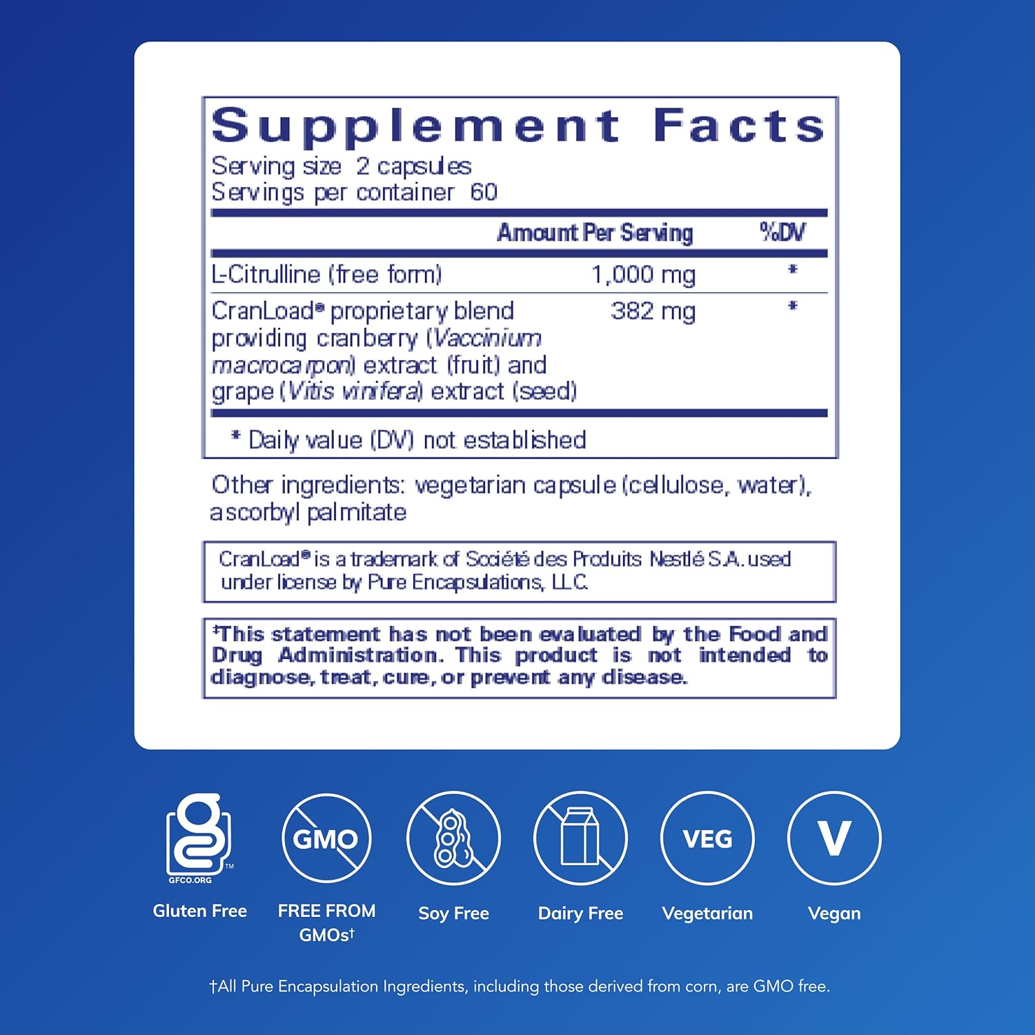 Pure Encapsulations Nitric Oxide Ultra (Capsules) - Supplement Supports Nitric Oxide Production, Healthy Blood Flow & Vascular Health - with L-Citrulline & CranLoad Cranberry Extract - 120 Capsules