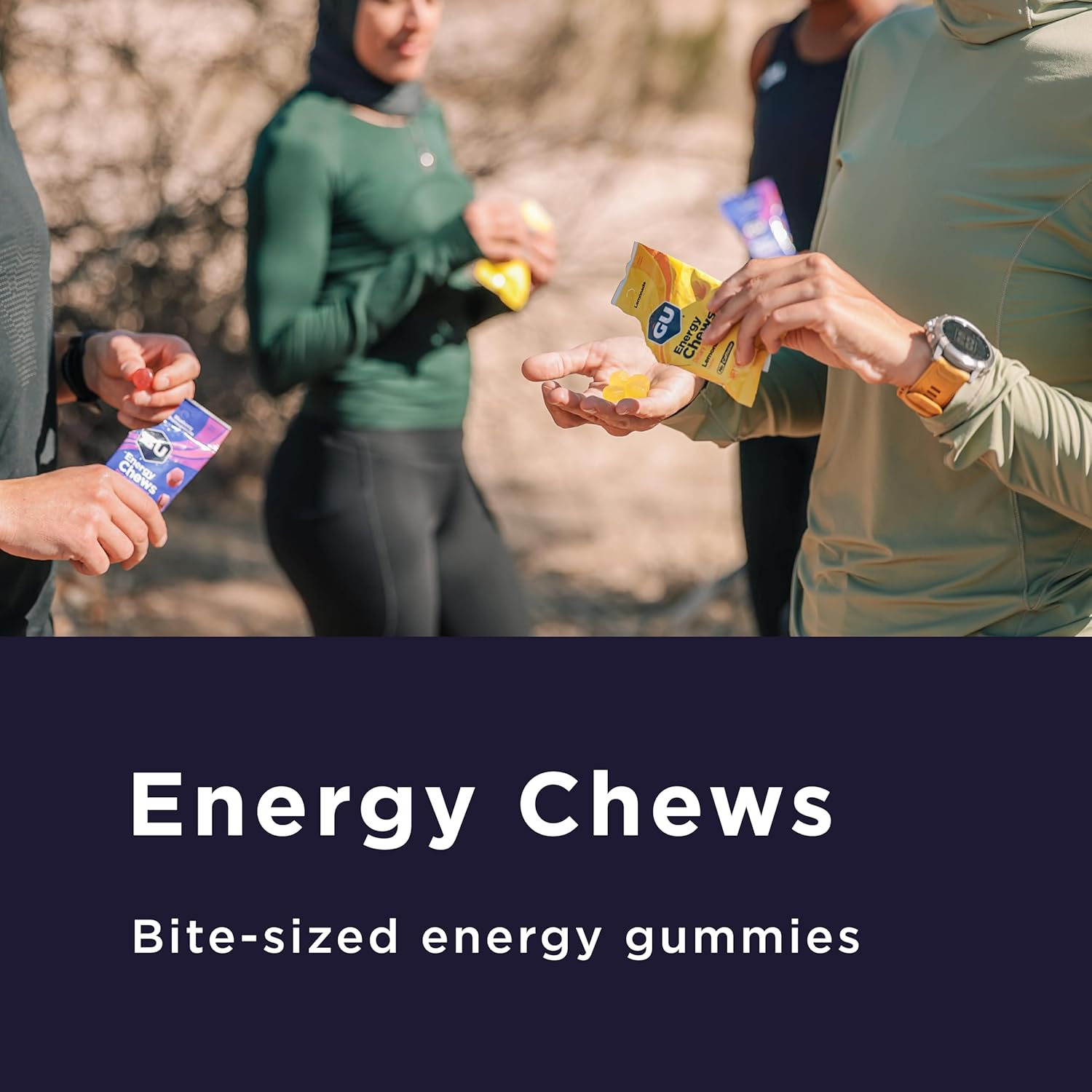 GU Energy Chews, Strawberry Energy Gummies with Electrolytes, Vegan, Gluten-Free, Kosher, 20 mg of Caffeine, and Dairy-Free On-the-Go Energy for Any Workout, 12 Bags (24 Servings Total)