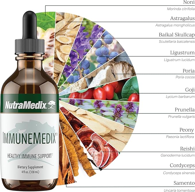 NutraMedix ImmuneMedix - Seasonal Immunity Supplement with 11 Plant & Mushroom Extracts - Broad-Spectrum Herbal Formula - Bioavailable Immune Support Supplement - Aid Innate & Adaptive Immunity (4 oz)