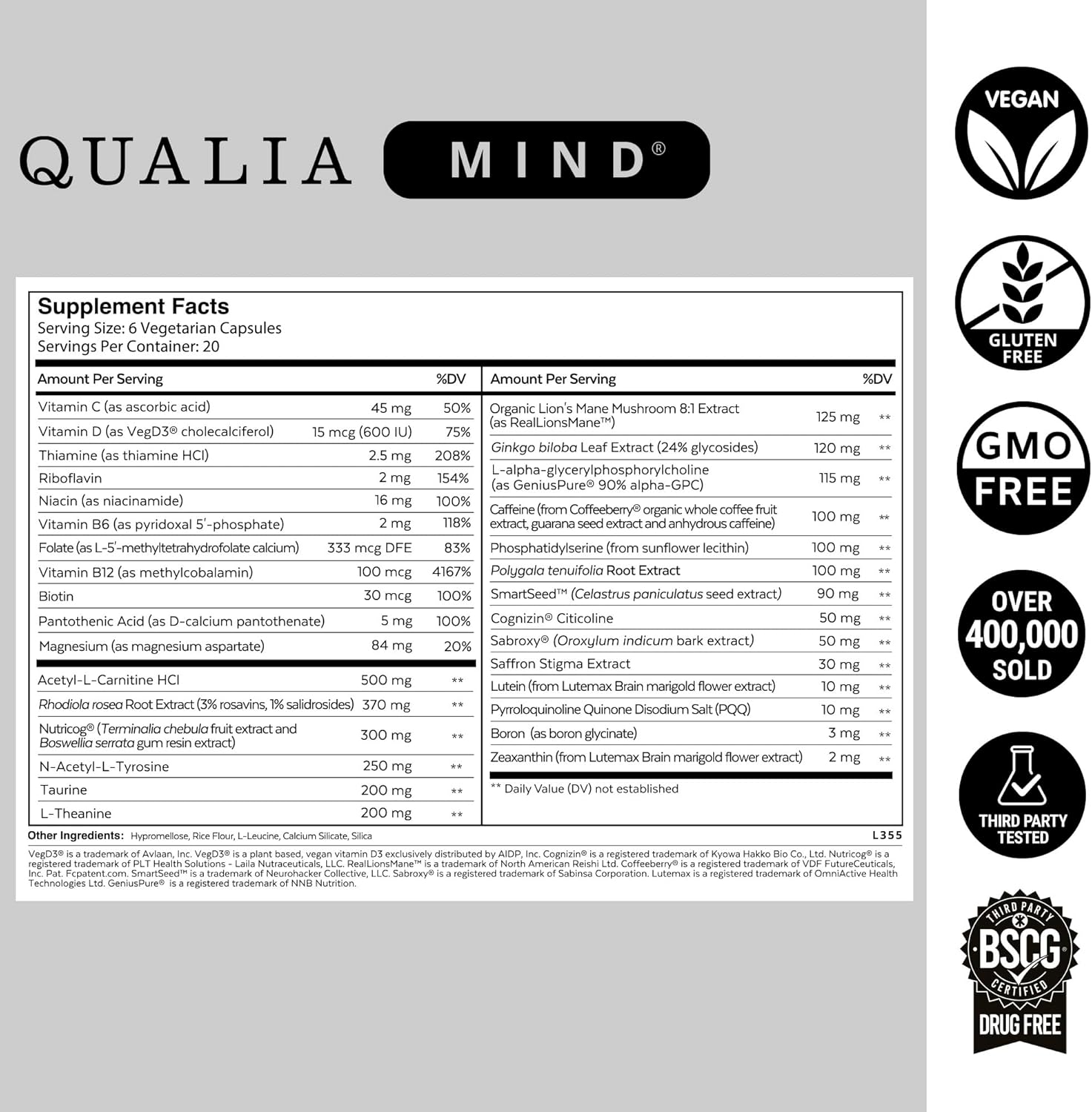 QUALIA MIND | The Ultimate Blend For Brain Health* | Doctor-Formulated Nootropic To Fuel Focus & Concentration* | Supports Long Term Brain Health| Maintain Drive & Productivity | 6 Week Supply