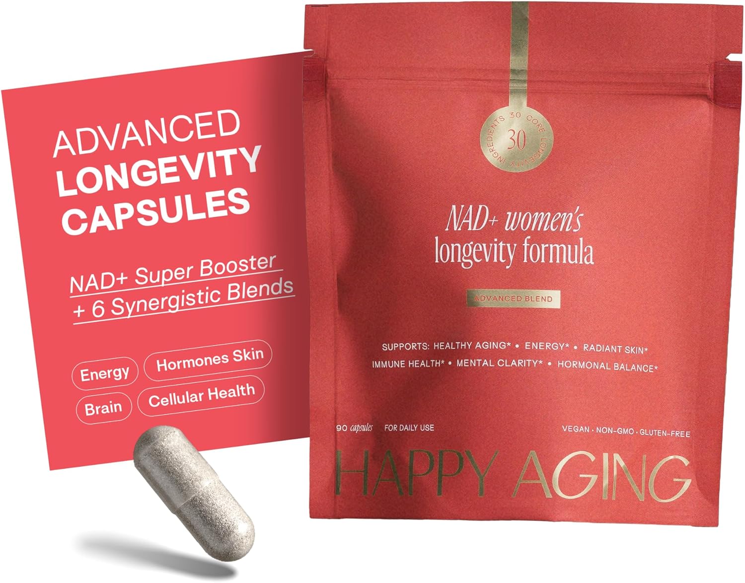 NAD+ Advanced Longevity Formula for Women – Cellular Regeneration & Mitochondrial Support with NMN, NR, Resveratrol, CoQ10 & Urolithin A – Energy & Healthy Aging Supplement – 90 Capsules