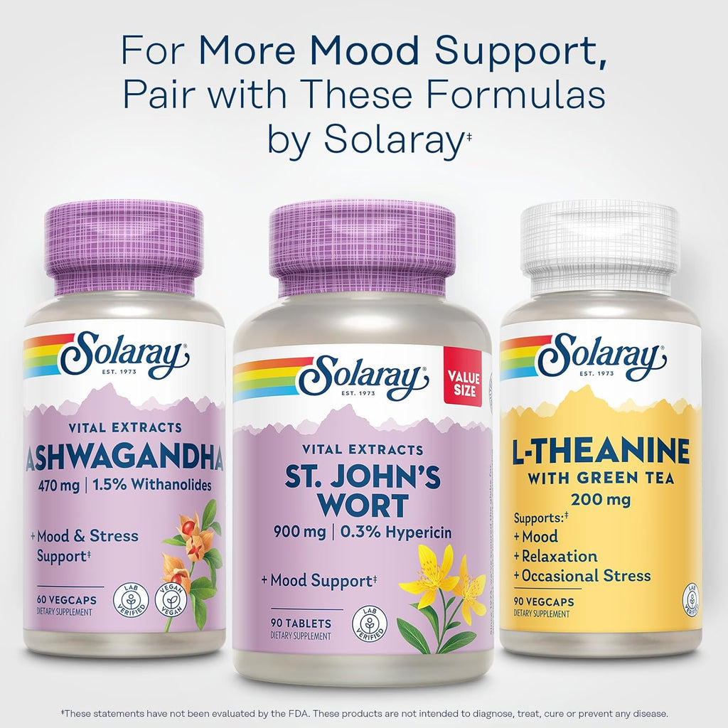 SOLARAY St. Johns Wort Aerial Extract One Daily 900mg | Standardized w/ 0.3% Hypericin for Mood Stability | Non-GMO | 90 Servings | 90 Tablets