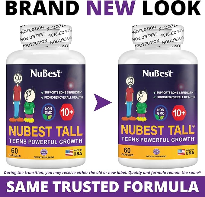 NuBest Tall 10+ Premium Bone Strength Formula, Brain Growth, Immunity and Overall Health for Age 10+ with Calcium, Vitamin D3, Vitamin K2, and Multivitamins | Pack 6