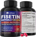 Fisetin Supplement - Liposomal Super Absorption 98% Pure 1200mg with Quercetin, Resveratrol, Green Tea Extract for Healthy Aging & Longevity, Skin Health, Brain & Antioxidant - 60 Softgels