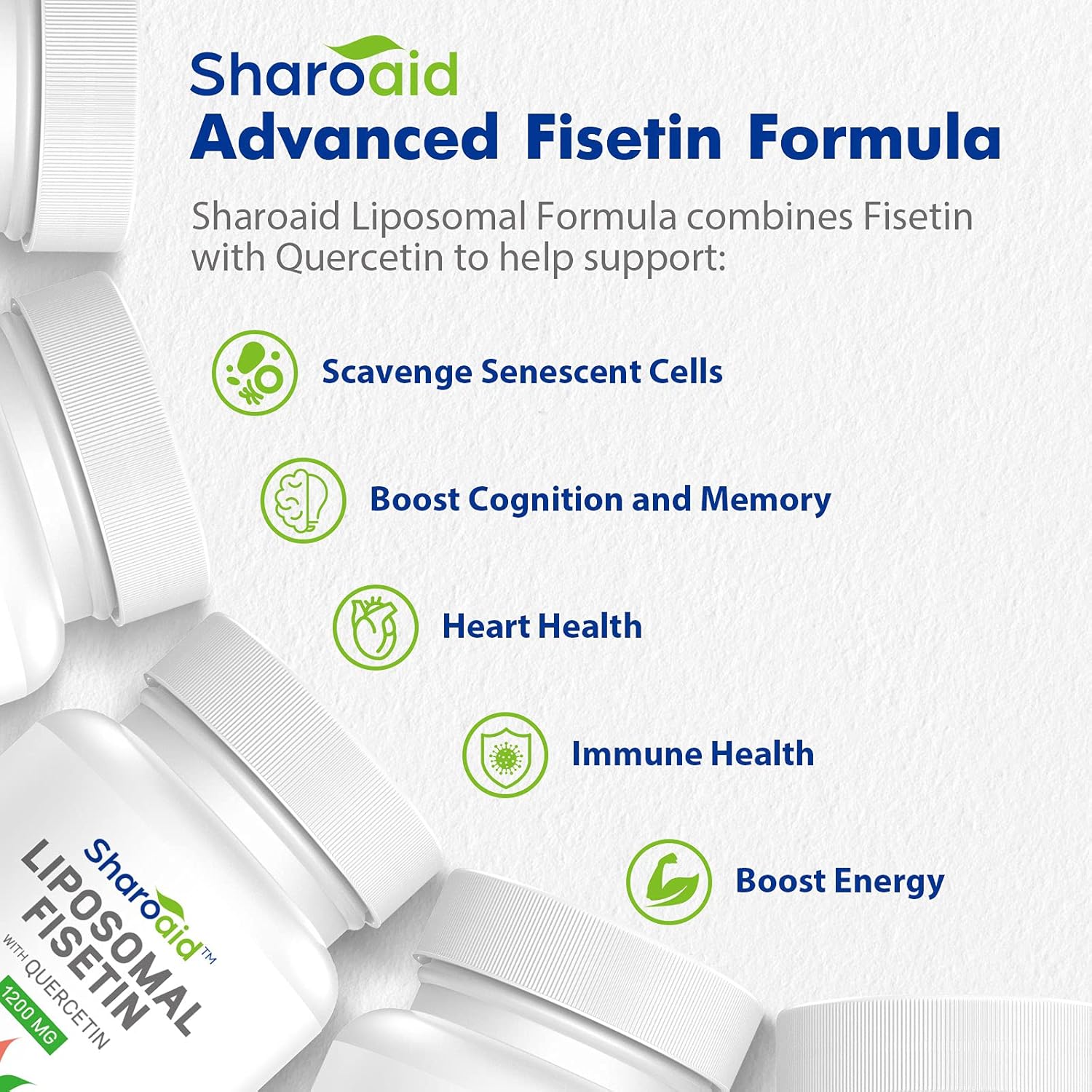 Liposomal Fisetin with Quercetin Supplements 1200 mg per Serving,High Absorption Polyphenols Antioxidants for Women,Men,Non-GMO,Gluten-Free,1 Bottle-60 Softgels