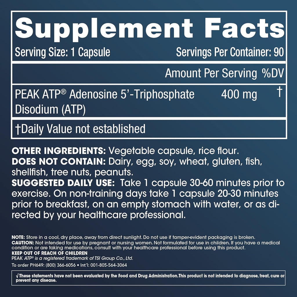 ProHealth Longevity ATP - 400 mg X 90 Servings, PeakATP Patented Pure ATP to Maintain Cellular Energy, Muscle Strength, and Cognitive Function, Supports Heart Health & Metabolic Efficiency (3 Pack)