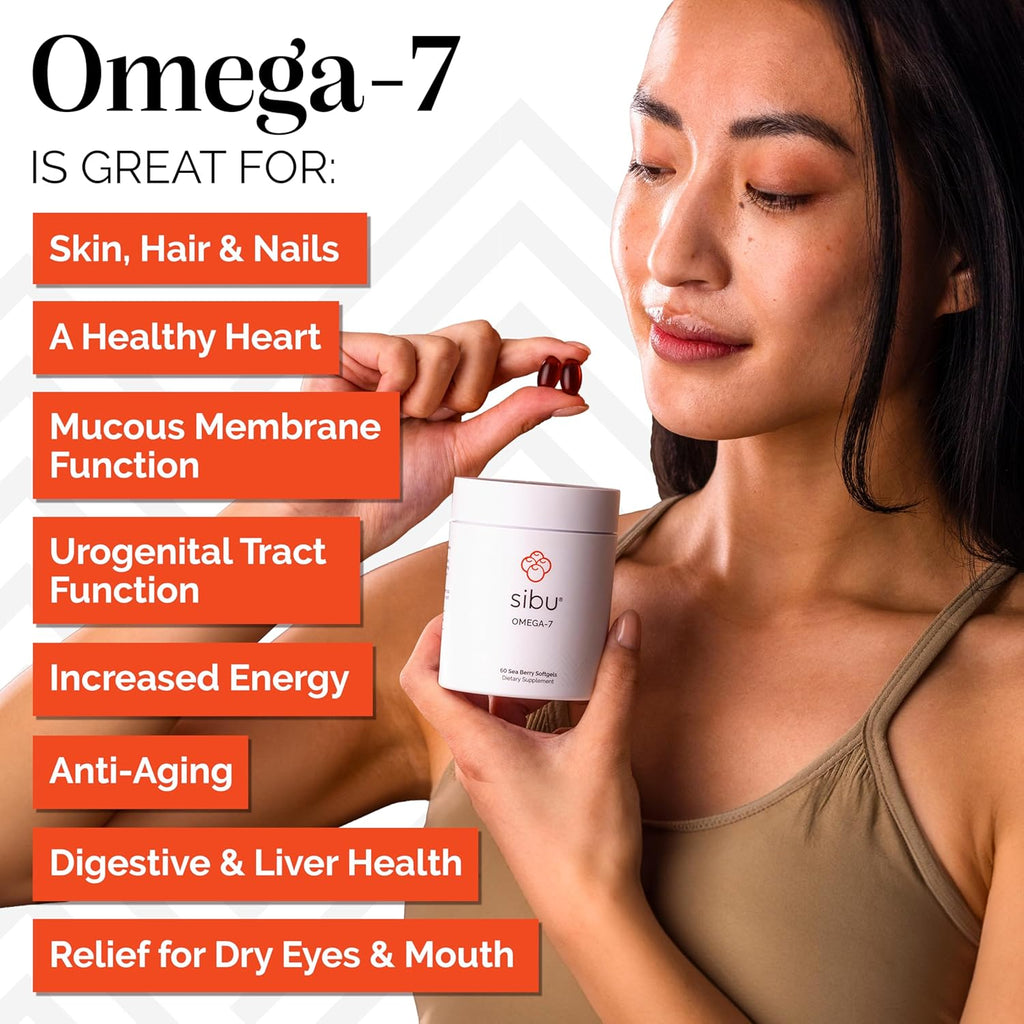 sibu Sea Buckthorn Omega-7 Softgels Starter Kit (60ct, 30 Day Supply) – Supplement for Healthy Skin, Hair, Nails and Dryness