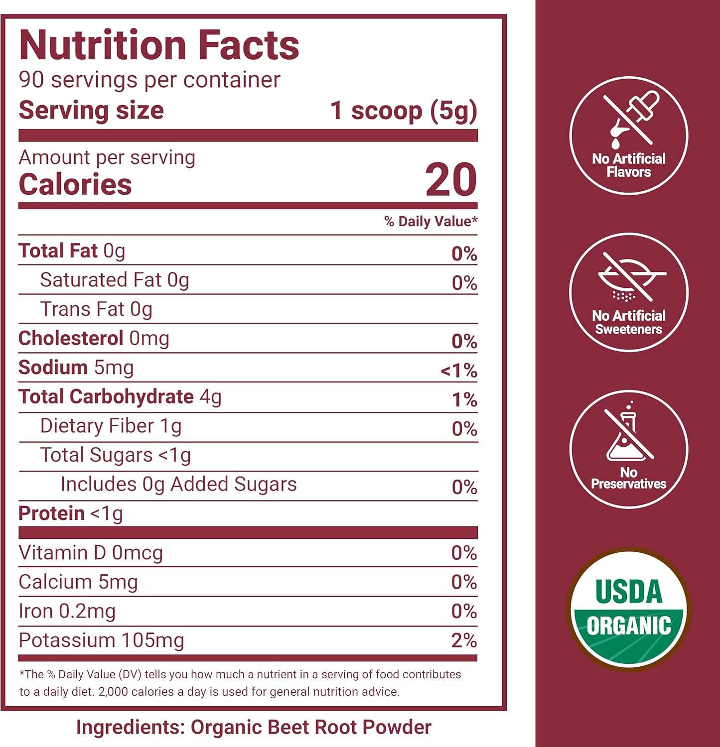 FORCE FACTOR Total Beets Organic Beetroot Powder, Superfood to Boost Daily Nutrition, USDA Organic, Vegan, Gluten-Free, and Non-GMO Beet Supplement, Unflavored, 180 Servings, 2-Pack