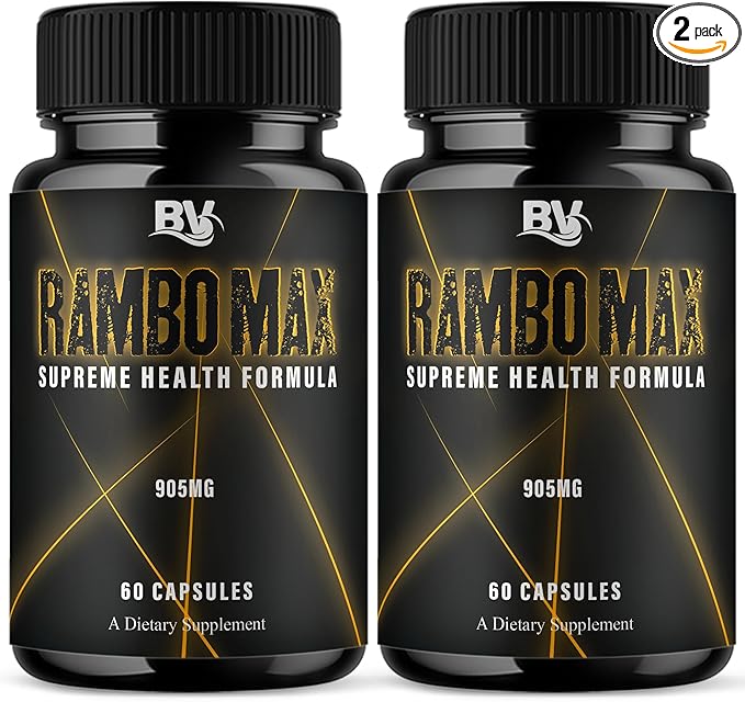 BLUE VIBE Rambo Max Premium Performance and Advanced Health Management Supplement Pills, RamboMax Maximum Strength Daily Health Support and Overall Wellness Supplement (2 Pack - 120 Capsules)