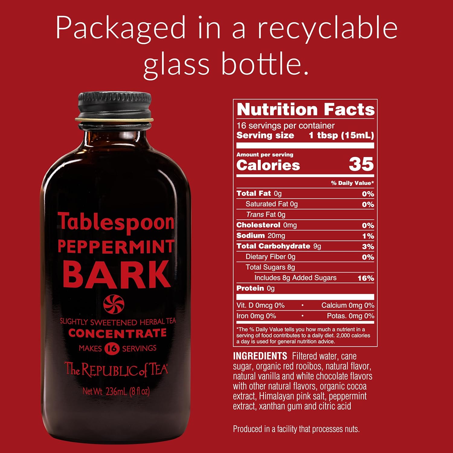 The Republic of Tea – Tablespoon Peppermint Bark, Herbal Tea Concentrate, 8 fl oz -16 Servings