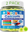 2 Pack - Calcium for Kids 400mg, Sugar Free Kids Calcium Gummies w/Vitamin D3 K2, Magnesium, Zinc, Extra Absorption Algae Calcium for Children Bone Strength, Development, Chewable Kids Vitamins Vegan