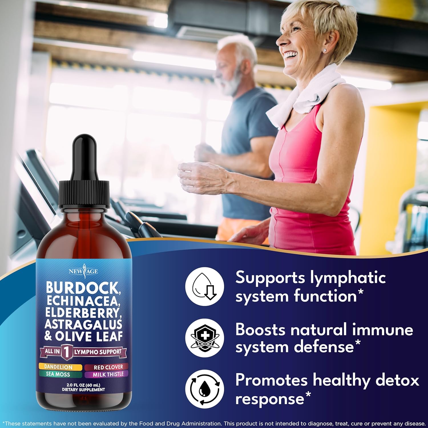 NEW AGE Lymphatic Drainage Supplement - Burdock Lymphatic Support Drops - Burdock Root, Mullein, Echinacea, Elderberry, Dandelion, Astragalus, Milk Thistle, Red Clover - 2 oz