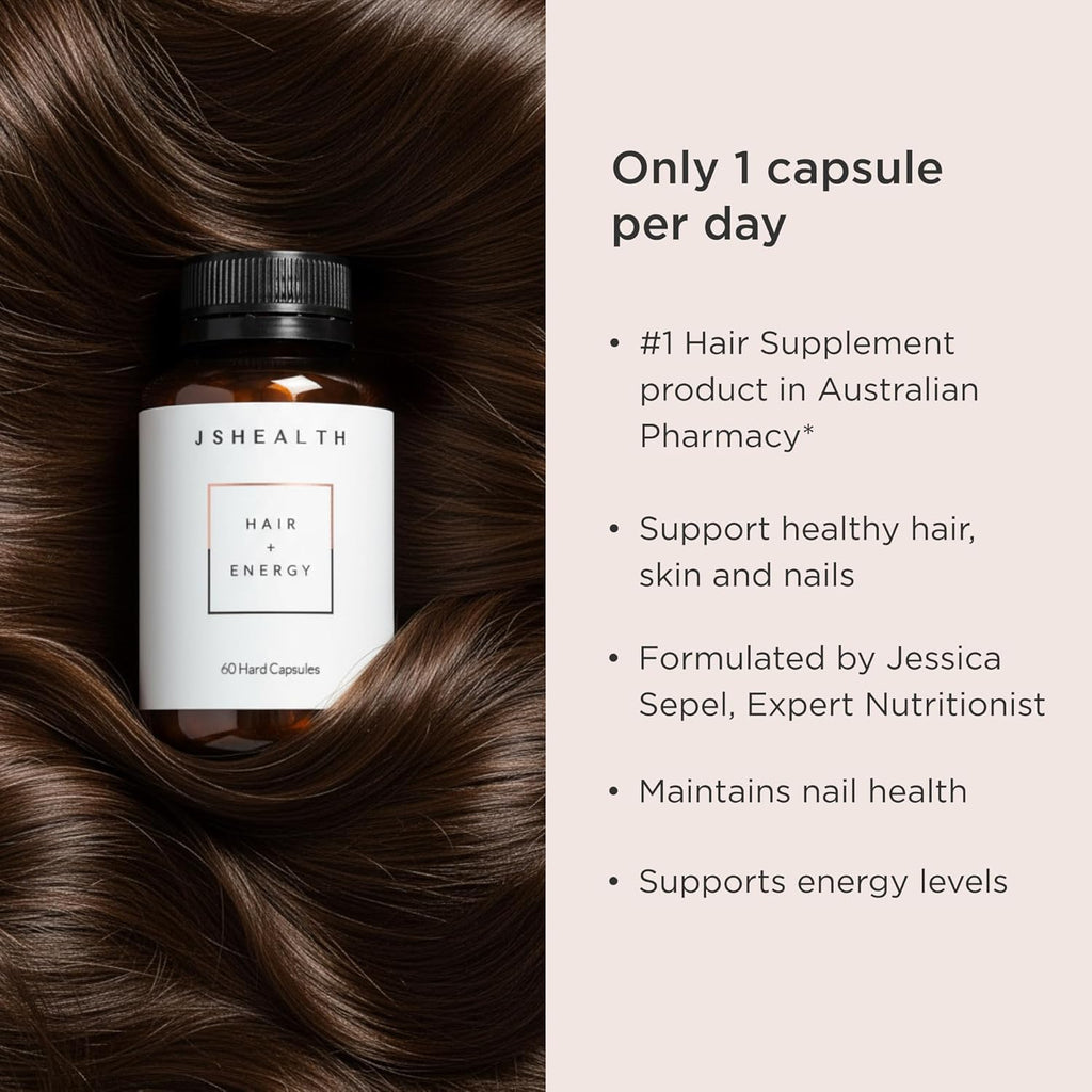 JSHealth Hair Formula - Vitamins for Hair Growth and Energy with Zinc and Iodine - Hair Loss Supplement for Men and Women (60 Capsules)