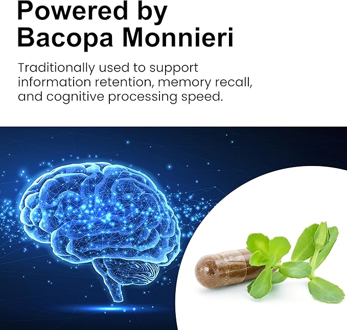 Pure Prana Ayurvedic Brain Supplement – Natural Nootropic for Memory, Focus & Clarity – Plant-Based Cognitive Support with Brahmi, Ashwagandha & Gotu Kola – Vegan Formula for Men & Women