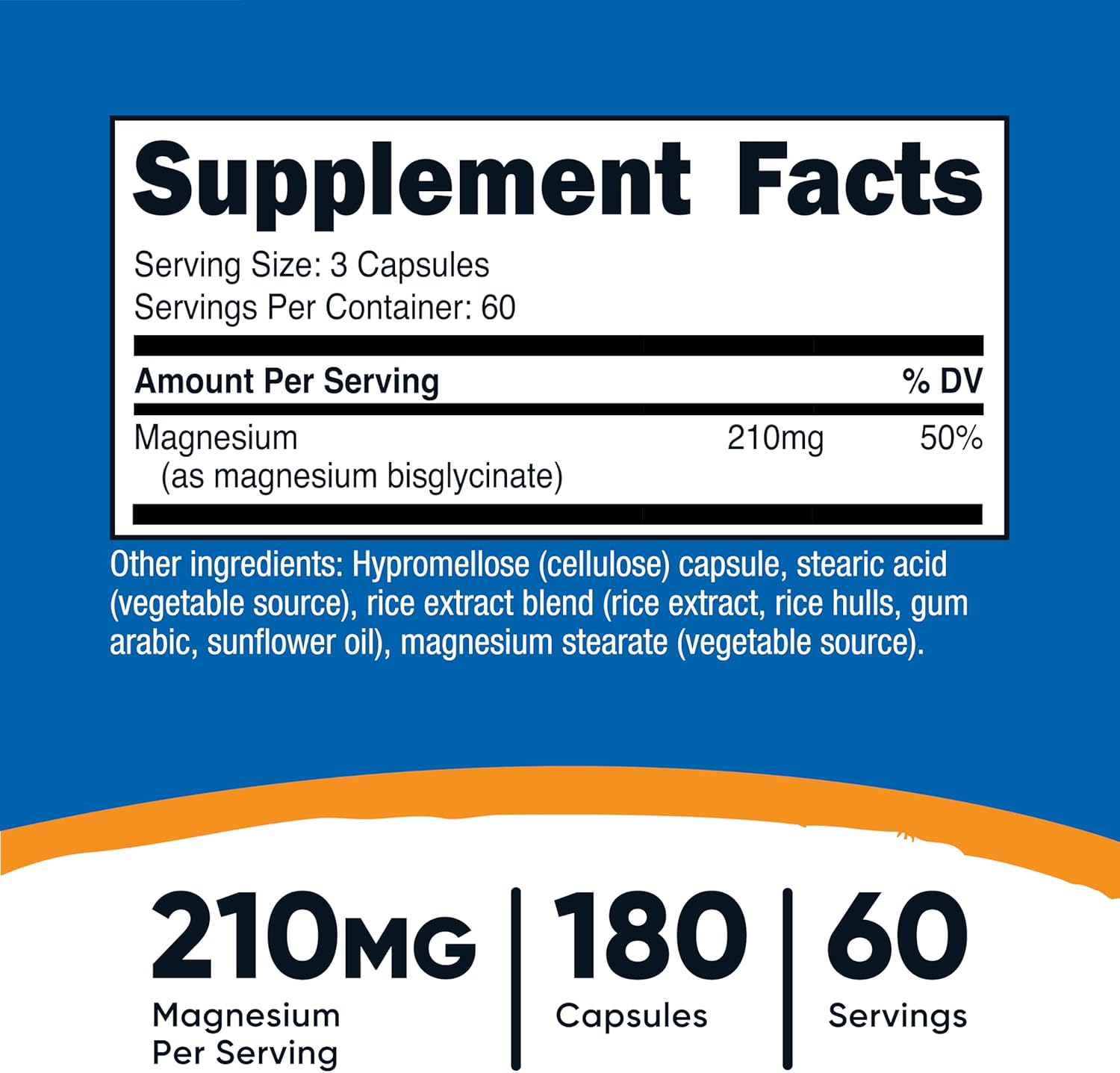 Nutricost Magnesium Glycinate Capsules (180 Capsules, 210 mg Per Serving) - Magnesium Glycinate Supplement for Gentle Absorption