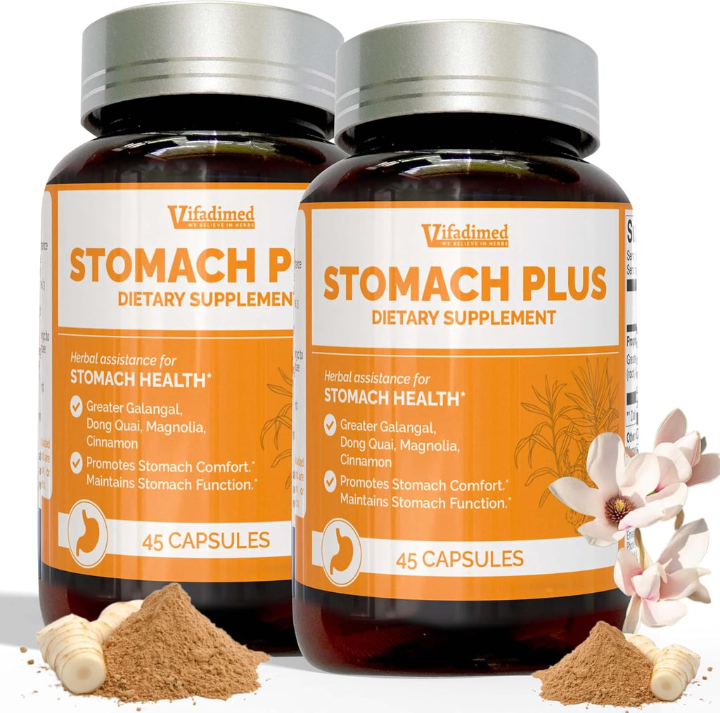 Stomach Plus, Stomach Lining Support, Acid Digestive Balance, with Galangal, Dong Quai, Cinnamon & Magnolia- 2 Bottles