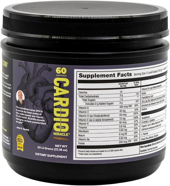 Cardio Miracle Nitric Oxide Supplement 60 Servings - Beet Root Powder with L-Arginine to Support Circulation, Blood Flow, Energy, Endurance, Stamina & Heart Health for Men and Women