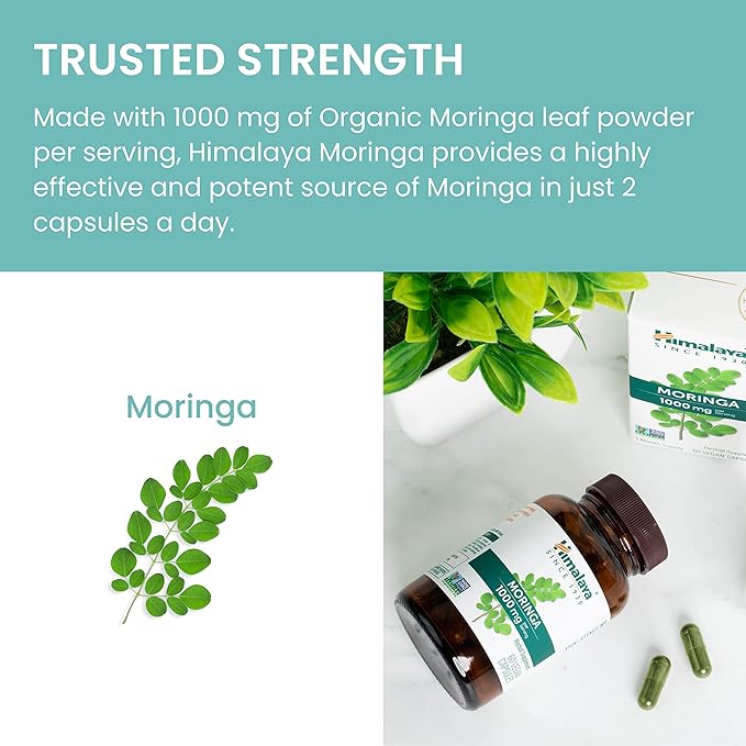 Himalaya Moringa - Herbal Superfood Antioxidants Supplement Supporting Wellness, Vitality, and Oxidative Stress - Vegan, Non-GMO, Gluten Free, 1000 mg, 60 Capsules