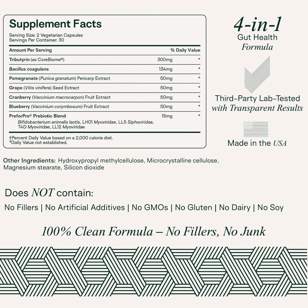 Adapt Naturals 4-in-1 Biome Protect Prebiotics, Probiotics Supplement Postbiotics & Polyphenols for Microbiome, Gut Health & Defense for Women & Men, 30 Day Supply