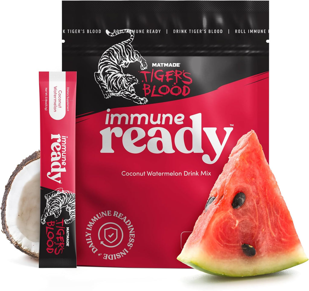 Immune Ready™ Electrolytes Powder Packets – Vitamin C Immune Support Drink Mix with Zinc, D3 & Beta Glucan – Low Sugar Hydration, Delicious Coconut Watermelon Flavor