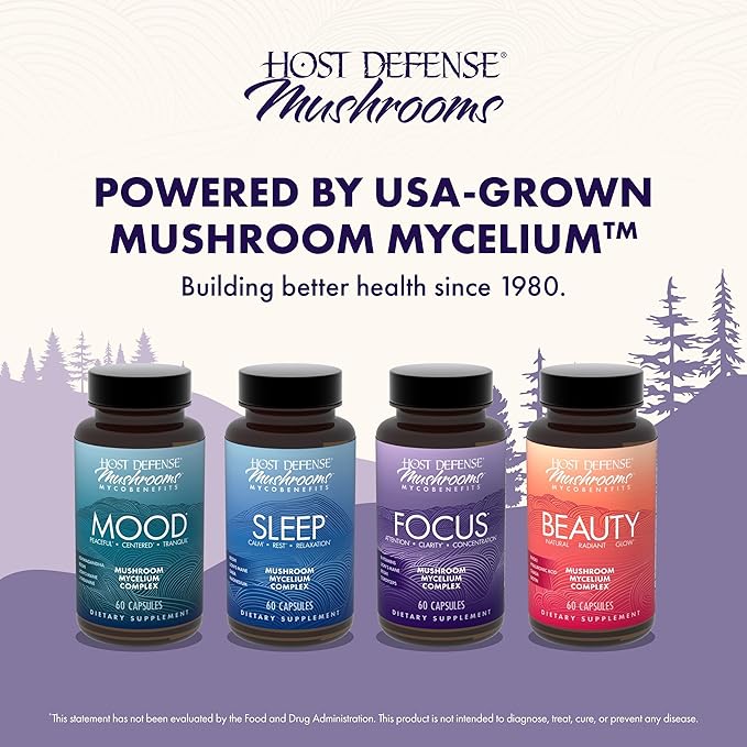 Host Defense MycoBenefits Focus Capsules - Mushroom Supplement for Brain Health Support - Neurological Function Aid for Adults - Includes Lion's Mane, Reishi & B Vitamins - 60 Capsules (30 Servings)