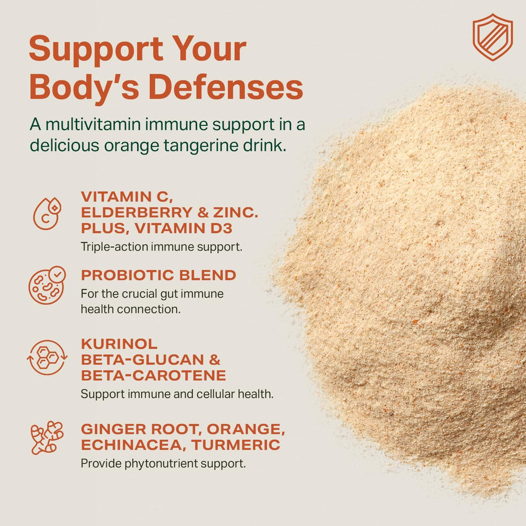 Proper, The Oranges Immune Support Supplement. Orange Tangerine Drink Mix. Elderberry Vitamin C and Zinc Complex with Echinacea, Immunity Vitamins, Phytonutrients and Gut Health Probiotic