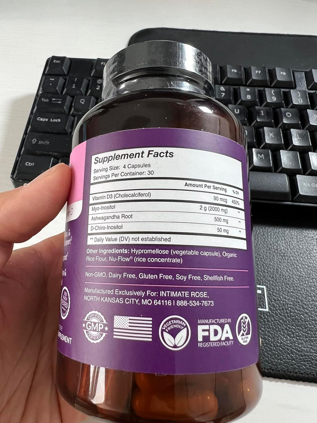 Intimate Rose Myo-Inositol & D-Chiro Inositol Supplement for Women - Hormone Balance & Ovarian Support for Women - Ideal 40:1 Ratio, Vitamin D3 + Ashwagandha