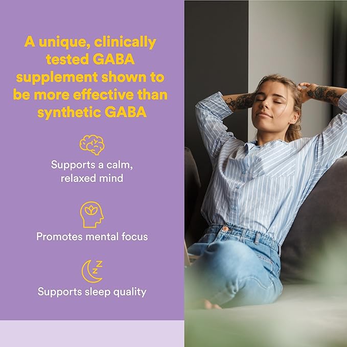 Natural Factors Pharma GABA - Dietary Supplement Supports Calm Sleep & Sleep Quality - Natural, Fast-Working Supplement Aids Focus & Brain Health - 60 Capsules (30 Servings)