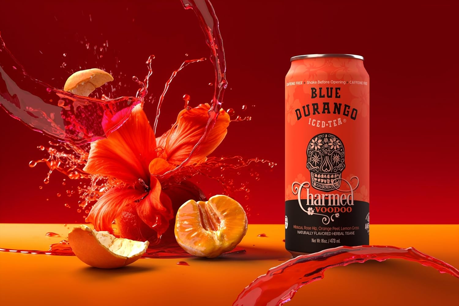 Blue Durango Iced Tea - Charmed Voodoo - Hibiscus Tea, Rose Hip, Orange Peel, & Lemongrass - Low Sugar, Non-GMO, No Artificial Sweeteners, Gluten-Free - Herbal Tisane Ice Drinks - 16 oz (12 Pack)