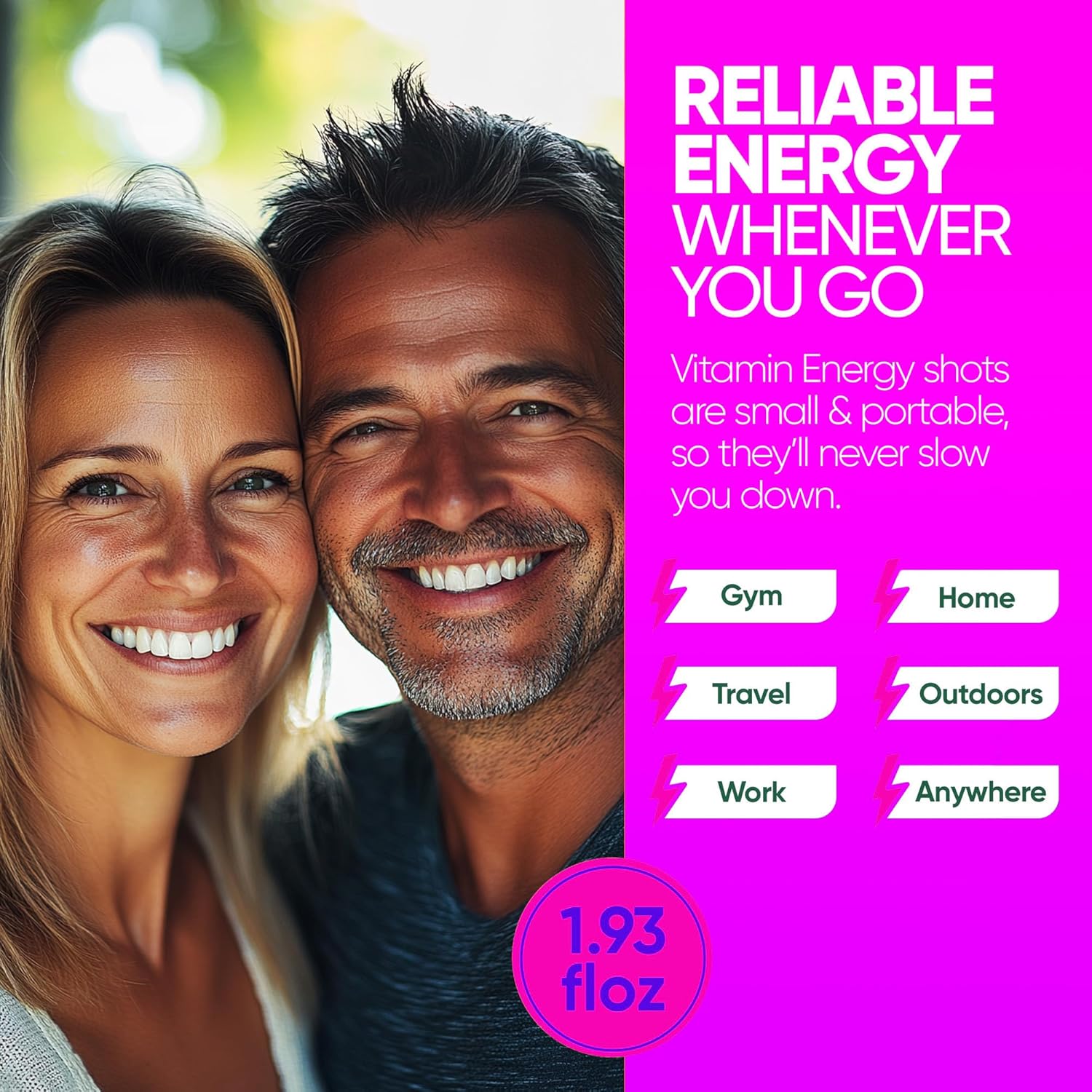 Vitamin Energy B12 11,000% Extra Strength Energy Shot Pink Berry 48 Pack, 260mg Natural Caffeine, B12 & B6, Nootropic Focus, Vitality, Zero Sugar, Gluten-Free, Vegan, Kosher, 1.93 fl oz