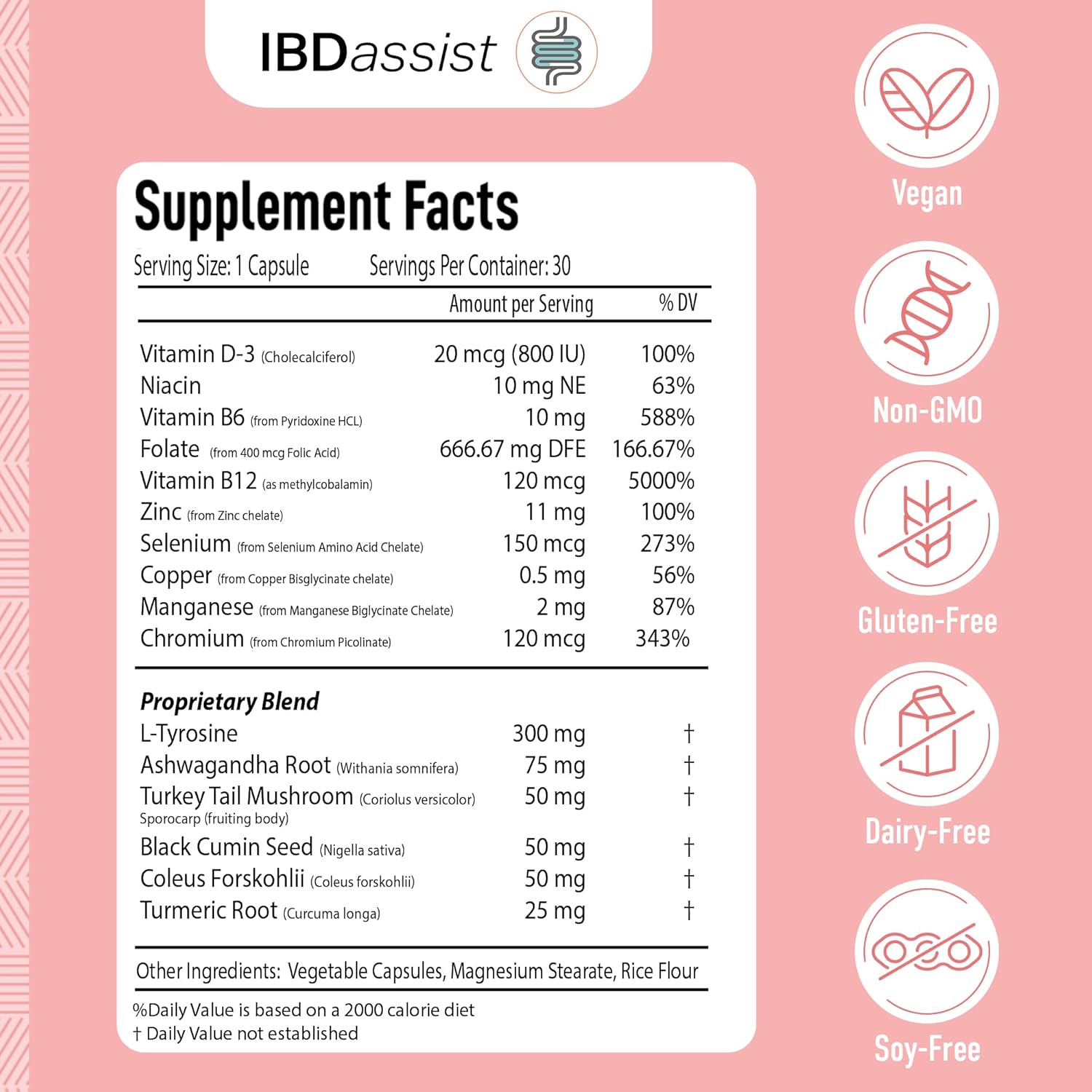 IBDassist™ Hashi Aid Thyroid Support for Women & Men - Thyroid Supplement for Hashimoto's Disease & Hypothyroidism* - with Ashwagandha, Selenium, Zinc, Essential Vitamins & More - 30 Capsules (3 Pack)