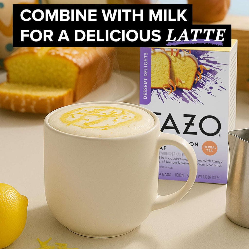 TAZO Dessert Delights Glazed Lemon Loaf Herbal Tea Bags, Aromatic Blend, Caffeine-Free, 90 Total Tea Bags (15ct - Pack of 6)